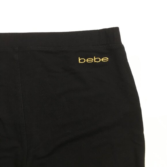 BEBE Black Gold Logo Back Moto Look Zip Ankle Skinny Leg Pull On Pant - Picture 11 of 13